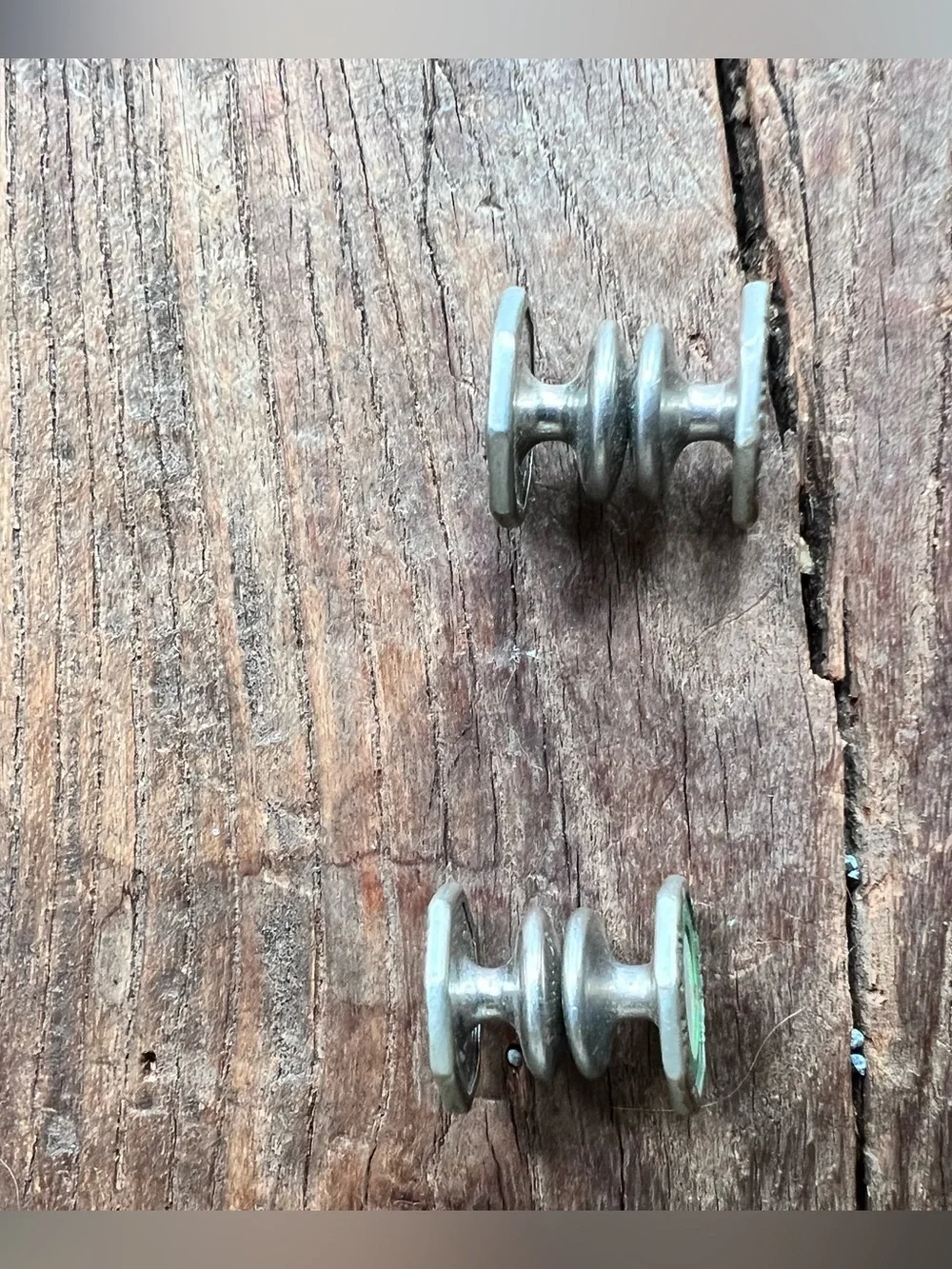 Antique Art Deco SNAP-LOCK Men's Octagonal Silver and Green Enameled Cuff Links,